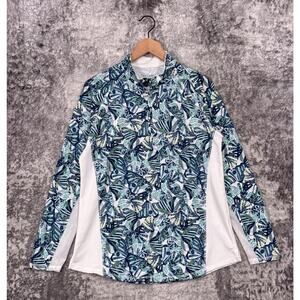 San Soleil Sun Shirt Large Womens UPF 50 Butterfly Print Pullover 1/4 Zip Vented